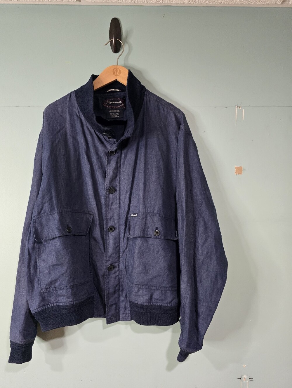 VTG Faconnable Jacket Mens Linen Bomber Flight Full Zip Size L